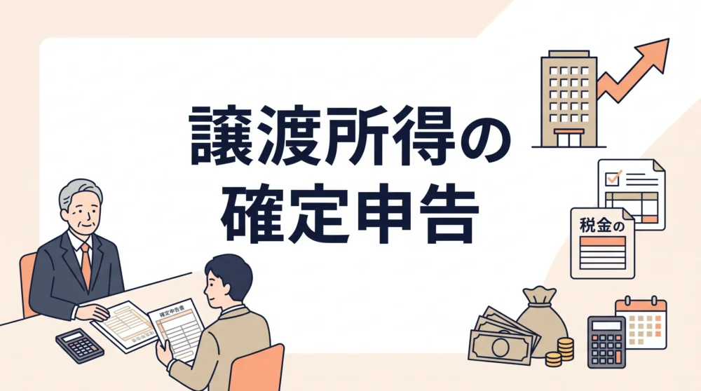 会社売却後の譲渡所得にかかる確定申告のポイントや手続きの流れを解説したサムネイル画像