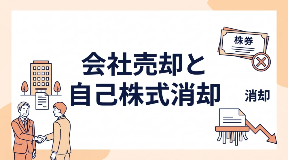 会社売却と自己株式消却のポイントを解説したイラスト画像