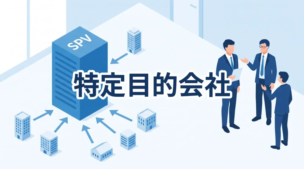 資産の流動化・証券化に用いられる特定目的会社（TMK）の仕組みを解説するイラスト。