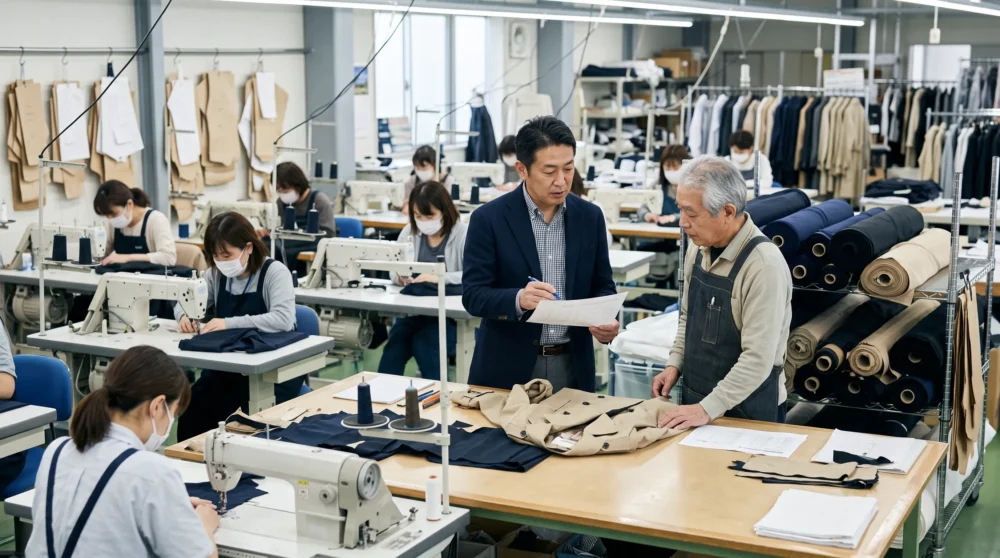 アパレルOEMのM&A・会社売却に向けて縫製工場の技術と生産体制を引き継ぐ事業承継を象徴する写真