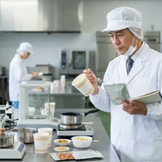 インスタント食品製造会社のM&A・会社売却を検討する経営者へ向けた、新商品開発と品質確認を行う工場のイメージ写真