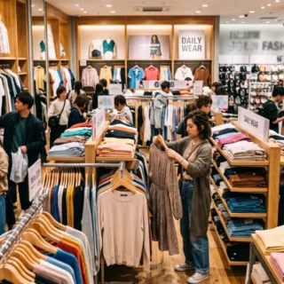 ファストファッション店のM&A・会社売却に向け、店頭の衣服や経営環境の維持と事業承継を象徴する店舗写真