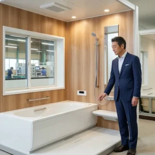 ユニットバスメーカーのM&Aと会社売却における、事業承継と経営統合の成功をイメージさせるショールームの展示風景