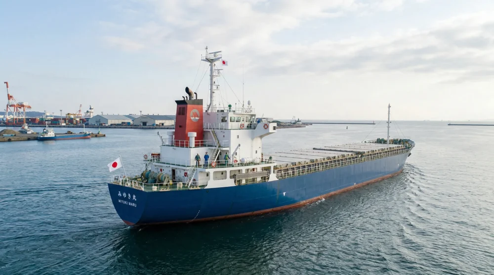 内航海運事業のM&A・会社売却で、信頼できるパートナーへの事業引き継ぎを象徴する、貨物船が港を進む写真