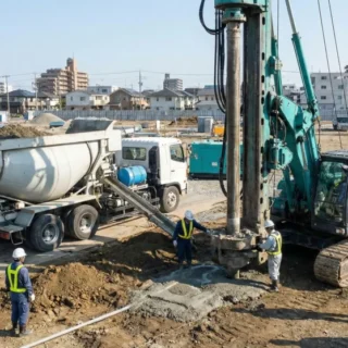 地盤改良工事会社のM&A・会社売却を検討する経営者向けの現場写真。