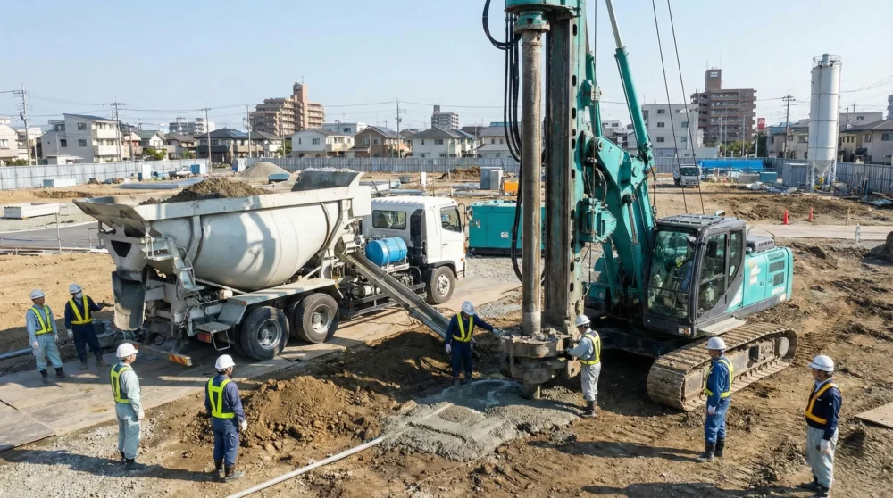 地盤改良工事会社のM&A・会社売却を検討する経営者向けの現場写真。