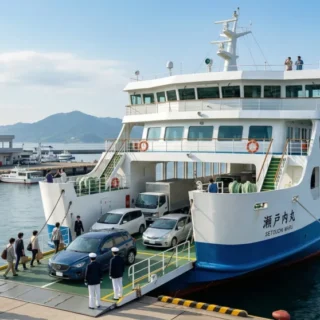 港に停泊する旅客船の風景。旅客船事業のM&A・会社売却を検討する経営者向けに、円滑な事業承継と成長をイメージさせる写真。