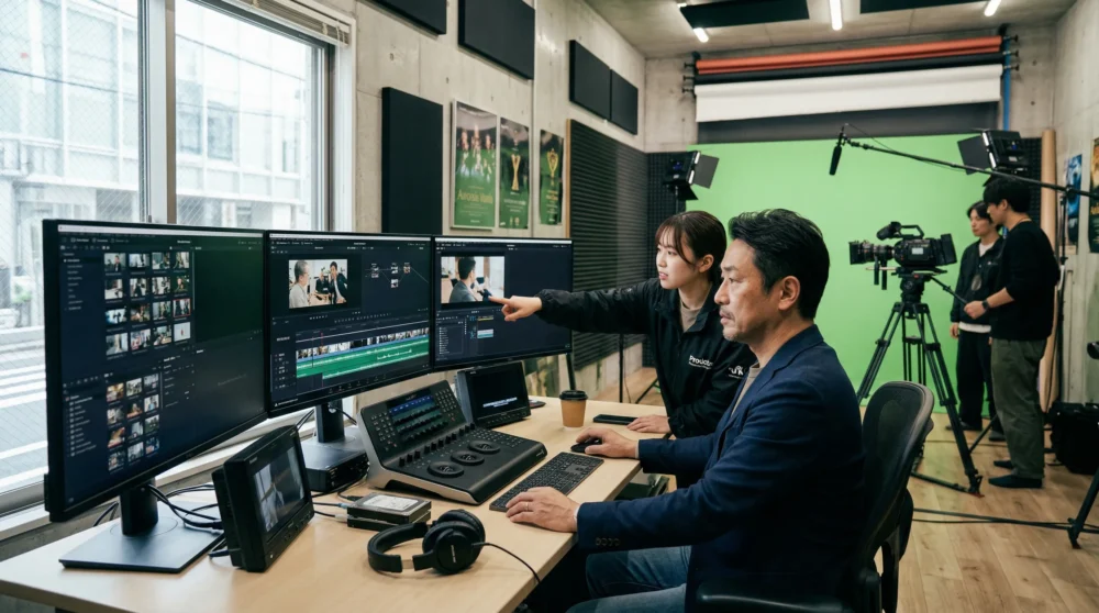 映像制作会社のM&A・会社売却で、制作スタジオと最新機材、クリエイターチームを円滑に引き継ぐイメージ写真。