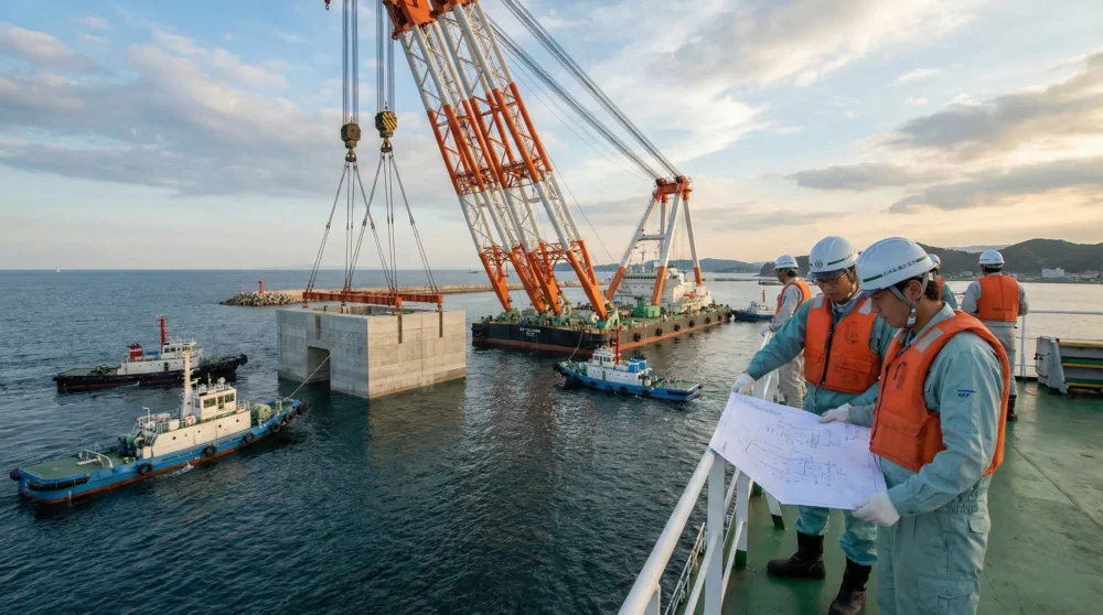 海洋ゼネコン業界のM&A・会社売却を検討する際に重要な現場の技術力と事業規模を示す写真