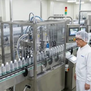 清涼飲料水メーカーのM&A・会社売却で、ペットボトルの充填ラインや徹底した品質管理体制を次の経営者へ引き継ぐ工場の写真