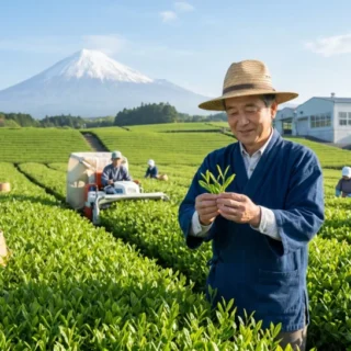 茶業のM&A・会社売却で伝統の茶畑と製茶技術を次世代へ引き継ぐ事業承継のイメージを表す広大な茶畑の写真