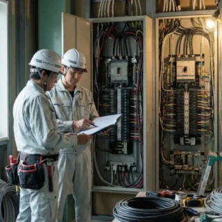 電気工事業界のM&A・会社売却で、現場の技術と信頼を次世代へ継承する事業承継の様子を写した現場写真