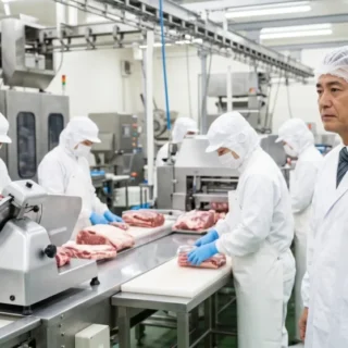 食肉加工メーカーのM&A・会社売却で衛生管理された最新工場と熟練スタッフの技術を引き継ぐ事業承継のイメージ
