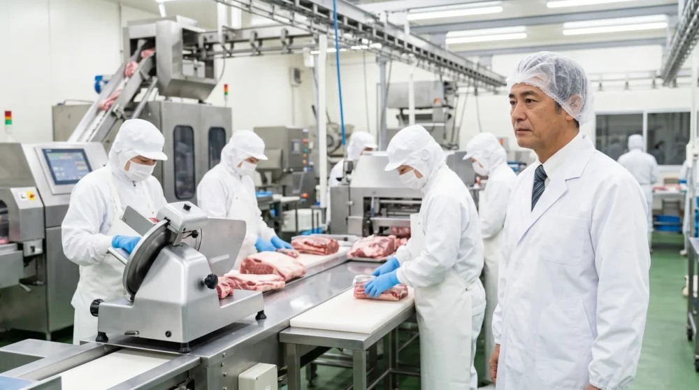 食肉加工メーカーのM&A・会社売却で衛生管理された最新工場と熟練スタッフの技術を引き継ぐ事業承継のイメージ