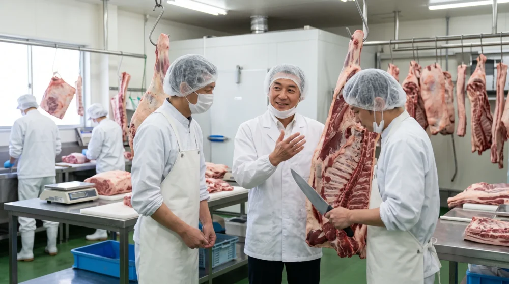 食肉卸業のM&A・会社売却で、熟練の職人と確かな品質管理体制を次世代へ引き継ぐ事業承継のイメージ写真。
