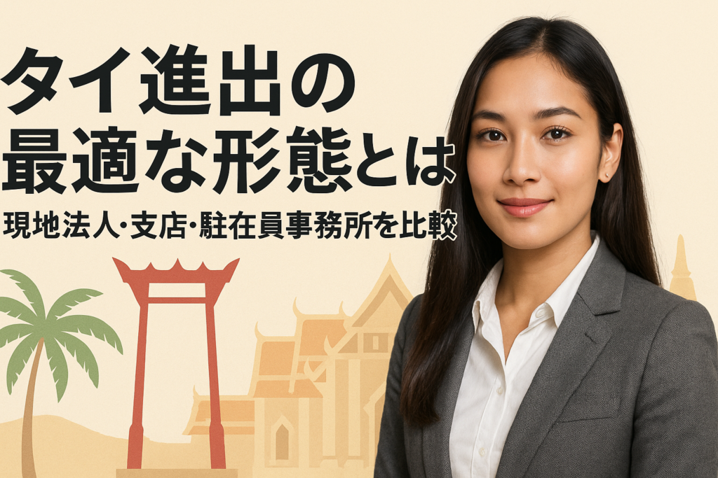 タイ進出の最適な形態とは？現地法人・支店・駐在員事務所を比較